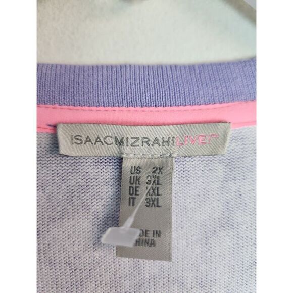Isaac Mizrahi Purple/White Tie Dye Marbled Cotton Blend Knit Cardigan size 2X - Picture 7 of 8